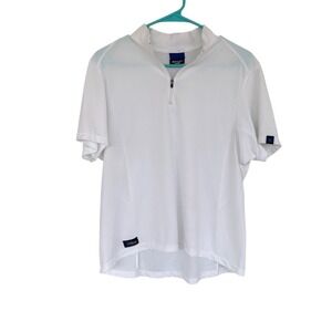 Irideon Women's XL White Short Sleeve 1/4 Zip Pullover Casual Top Equestrian